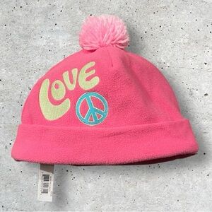 NWT Cozy Old Skool Fleece Embroidered Pom Pom Beanie
